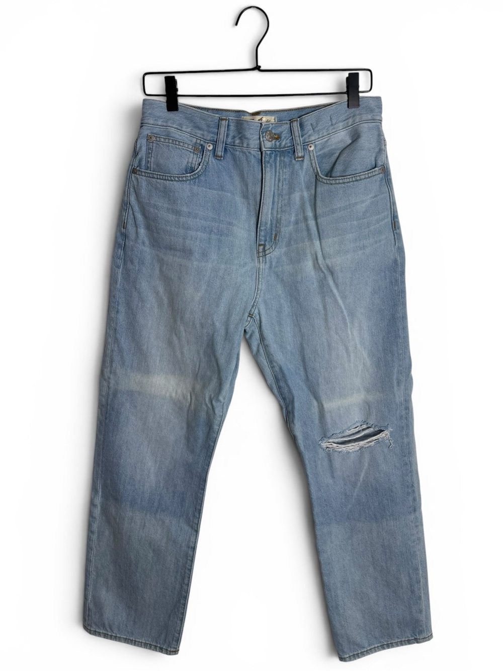 Madewell ‘90s Straight Crop Jeans Distressed Light Wash Size 28